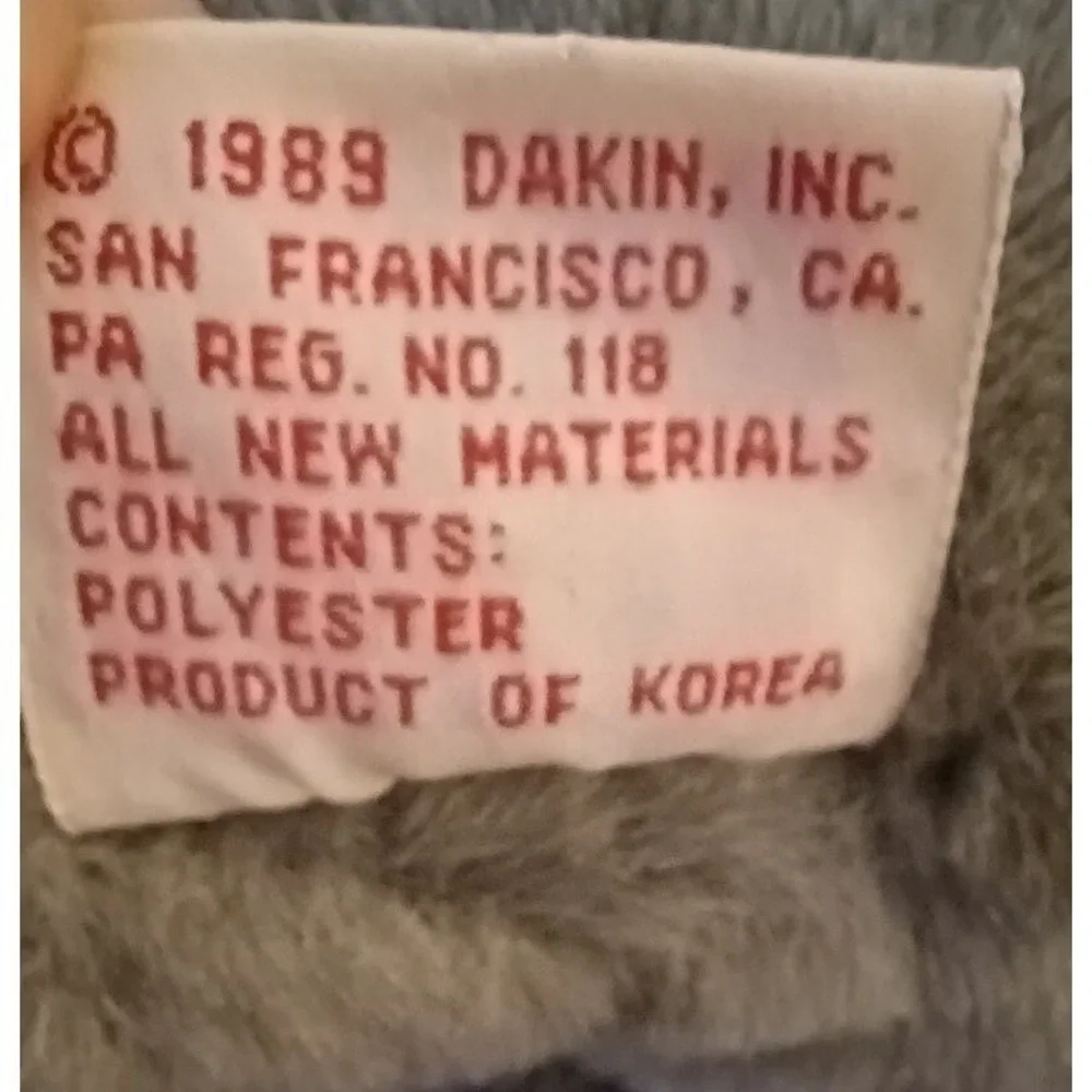 Vintage Dakin Elephant Plush Grey Stuffed‎ Animal Large Ears Red Tag 1980s 1990s